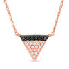 Thumbnail Image 0 of 0.10 CT. T.W. Enhanced Black and White Diamond Triangle Necklace in 10K Rose Gold - 17"