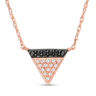 0.10 CT. T.W. Enhanced Black and White Diamond Triangle Necklace in 10K Rose Gold - 17"