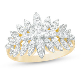 0.95 CT. T.W. Diamond Fan Ring in 10K Gold