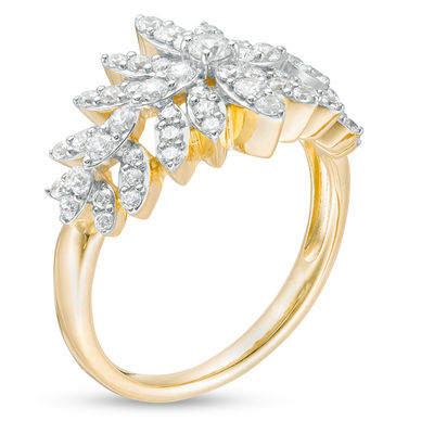 0.95 CT. T.W. Diamond Fan Ring in 10K Gold