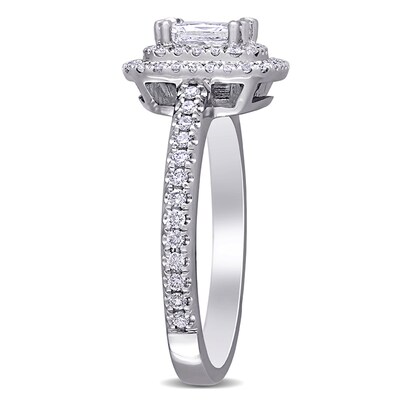 0.95 CT. T.W. Radiant-Cut Diamond Double Frame Engagement Ring in 14K White Gold (H/VS2)