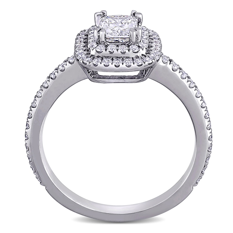 0.95 CT. T.W. Radiant-Cut Diamond Double Frame Engagement Ring in 14K White Gold (H/VS2)|Peoples Jewellers