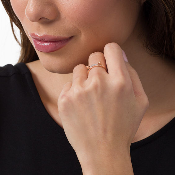 Diamond Accent Cat Ears Ring in 10K Rose Gold