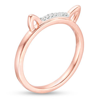 Diamond Accent Cat Ears Ring in 10K Rose Gold