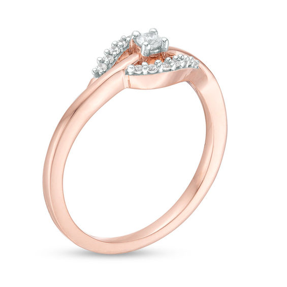 0.115 CT. T.W. Diamond Bypass Ring in 10K Rose Gold