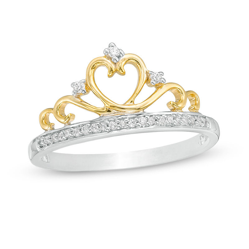 0.065 CT. T.W. Diamond Heart Crown Ring in Sterling and 10K Gold|Peoples Jewellers