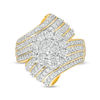 1.69 CT. T.W. Diamond Frame Multi-Row Wave Ring in 10K Gold