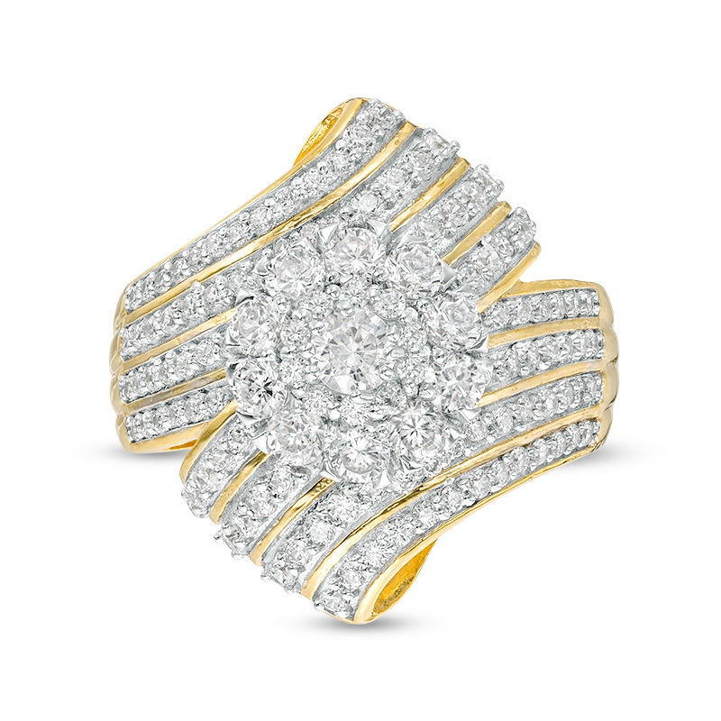 1.69 CT. T.W. Diamond Frame Multi-Row Wave Ring in 10K Gold|Peoples Jewellers