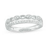 Thumbnail Image 1 of 0.24 CT. T.W. Diamond Alternating Marquise Link Vintage-Style Stacked Ring in 10K White Gold