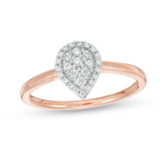 0.18 CT. T.W. Pear-Shaped Composite Diamond Frame Ring in 10K Rose Gold ...