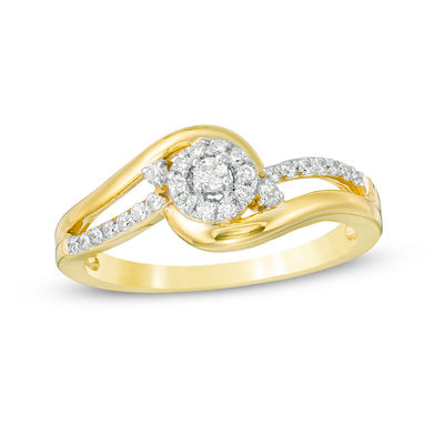 0.18 CT. T.W. Diamond Frame Bypass Promise Ring in 10K Gold