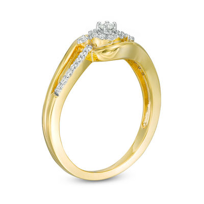 0.18 CT. T.W. Diamond Frame Bypass Promise Ring in 10K Gold