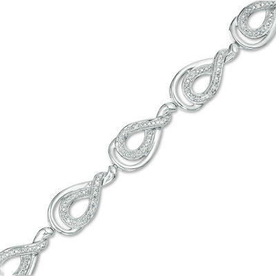 0.10 CT. T.W. Diamond Teardrop Bracelet in Sterling Silver