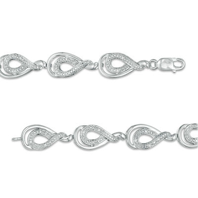 0.10 CT. T.W. Diamond Teardrop Bracelet in Sterling Silver