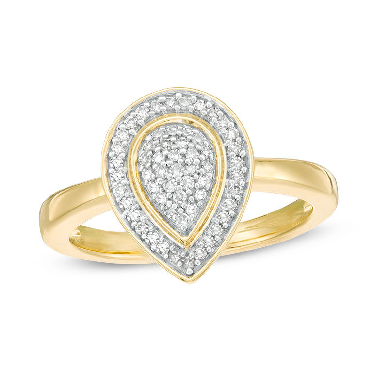 0.24 CT. T.W. Composite Diamond Pear-Shaped Frame Ring in 10K Gold