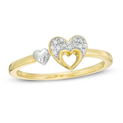 0.04 CT. T.W. Diamond Triple Heart Ring in Sterling Silver with 10K Gold Plate