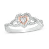 Thumbnail Image 0 of 0.23 CT. T.W. Diamond Double Heart Twist Ring in Sterling Silver and 10K Rose Gold