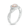 Thumbnail Image 2 of 0.23 CT. T.W. Diamond Double Heart Twist Ring in Sterling Silver and 10K Rose Gold