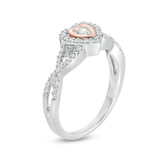 0.23 CT. T.W. Diamond Double Heart Twist Ring in Sterling Silver and 10K Rose Gold