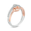 Thumbnail Image 2 of 0.145 CT. T.W. Diamond Double Heart Knot Ring in Sterling Silver and 10K Rose Gold