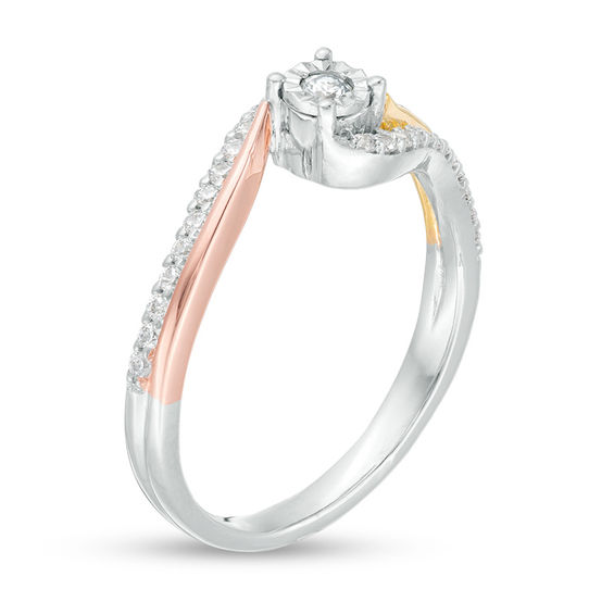 0.23 CT. T.W. Diamond Bypass Ring in 10K Tri-Tone Gold