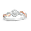 Thumbnail Image 0 of 0.18 CT. T.W. Diamond Bypass Twist Ring in Sterling Silver and 10K Rose Gold