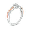 Thumbnail Image 2 of 0.18 CT. T.W. Diamond Bypass Twist Ring in Sterling Silver and 10K Rose Gold