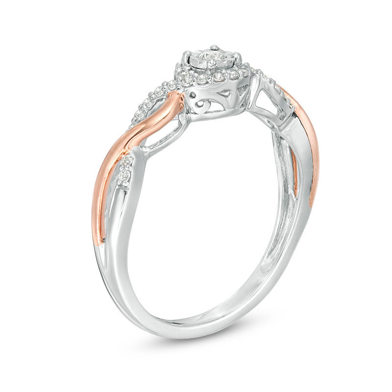 0.18 CT. T.W. Diamond Bypass Twist Ring in Sterling Silver and 10K Rose Gold|Peoples Jewellers