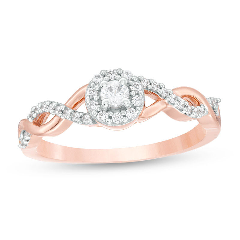 0.23 CT. T.W. Diamond Frame Twist Ring in 10K Rose Gold|Peoples Jewellers