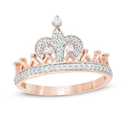 0.18 CT. T.W. Diamond Fleur-de-Lis Crown Ring in 10K Rose Gold