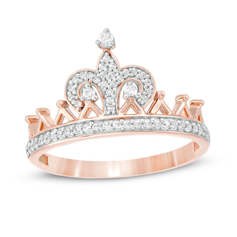0.18 CT. T.W. Diamond Fleur-de-Lis Crown Ring in 10K Rose Gold|Peoples Jewellers