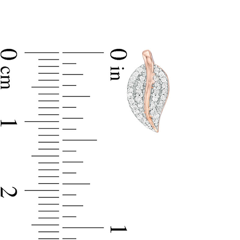 Main Image 3 of 0.20 CT. T.W. Diamond Leaf Stud Earrings in 10K Rose Gold