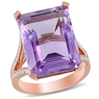 Princess-Cut Amethyst and 0.27 CT. T.W. Diamond Ring in 10K White
