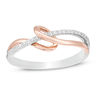 0.116 CT. T.W. Diamond Loop Split Shank Ring in Sterling Silver and 10K Rose Gold