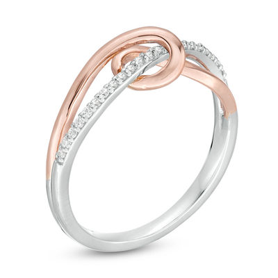 0.116 CT. T.W. Diamond Loop Split Shank Ring in Sterling Silver and 10K Rose Gold