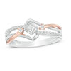 Thumbnail Image 0 of 0.18 CT. T.W. Princess-Cut Diamond Split Shank Ring in Sterling Silver and 10K Rose Gold