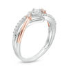 0.18 CT. T.W. Princess-Cut Diamond Split Shank Ring in Sterling Silver and 10K Rose Gold