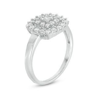 0.69 CT. T.W. Composite Diamond Cushion Frame Ring in 10K White Gold