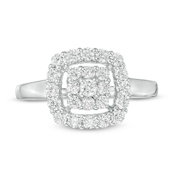 0.69 CT. T.W. Composite Diamond Cushion Frame Ring in 10K White Gold