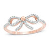 0.118 CT. T.W. Diamond Bow Ring in 10K Rose Gold