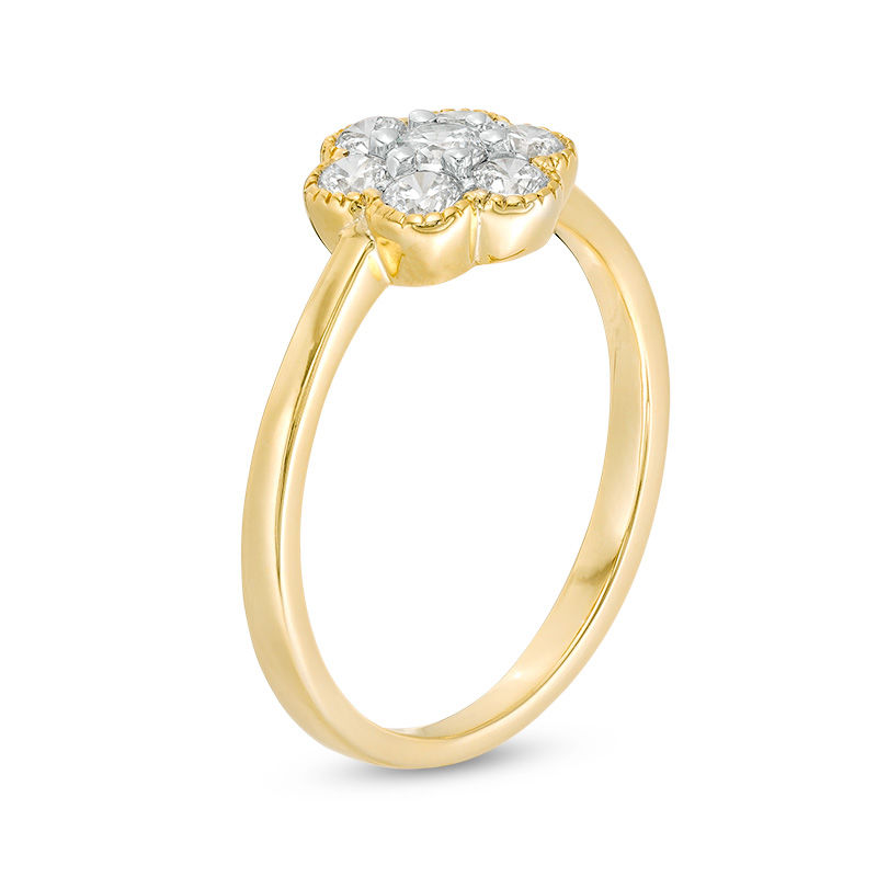 Main Image 3 of 0.45 CT. T.W. Composite Diamond Flower Frame Vintage-Style Ring in 10K Gold