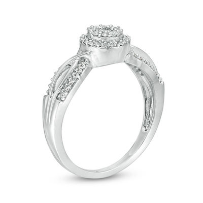 0.18 CT. T.W. Diamond Double Frame Twist Promise Ring in 10K Gold