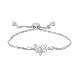 Diamond Accent Butterfly Bolo Bracelet in Sterling Silver - 9.5&quot;