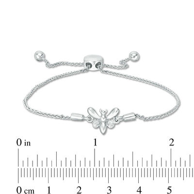 Diamond Accent Butterfly Bolo Bracelet in Sterling Silver - 9.5"