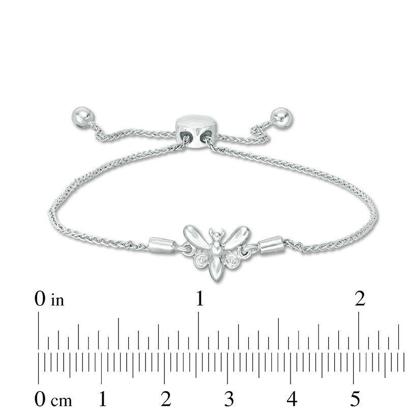 Diamond Accent Butterfly Bolo Bracelet in Sterling Silver - 9.5"|Peoples Jewellers