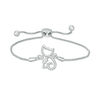 0.04 CT. T.W. Diamond Cat with Star Collar Bolo Bracelet in Sterling Silver - 9.5"