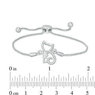 0.04 CT. T.W. Diamond Cat with Star Collar Bolo Bracelet in Sterling Silver - 9.5"