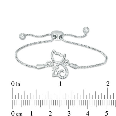 0.04 CT. T.W. Diamond Cat with Star Collar Bolo Bracelet in Sterling Silver - 9.5"