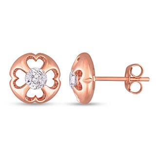 0.50 CT. T.W. Diamond Heart Cut-Out Solitaire Stud Earrings in 10K Rose Gold