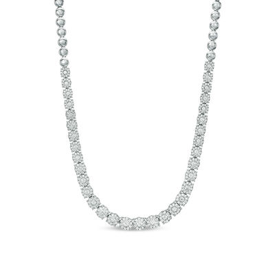 3.00 CT. T.W. Diamond and Bead Strand Necklace in 10K White Gold